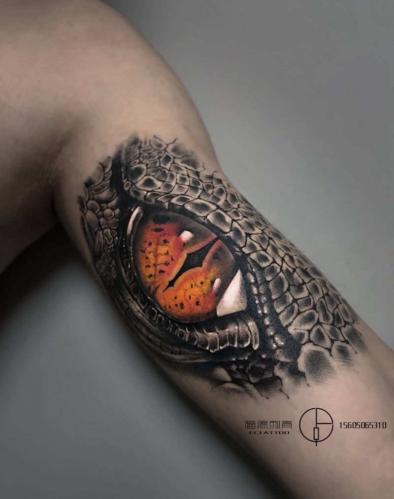 异瞳纹身图片_手臂欧美写实纹身图案