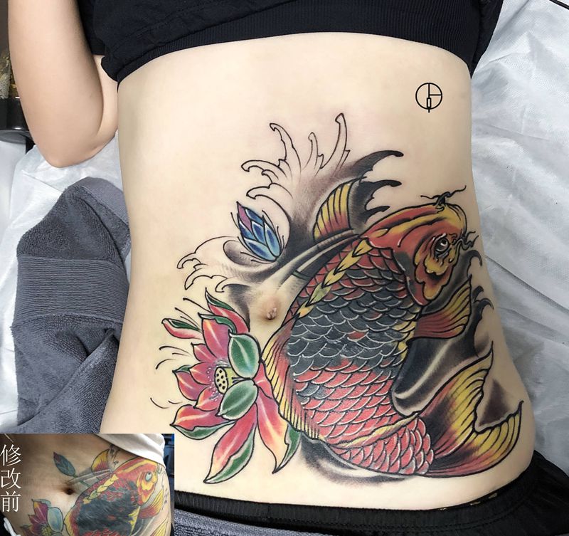 修改纹身图片_腰部老传统纹身图案