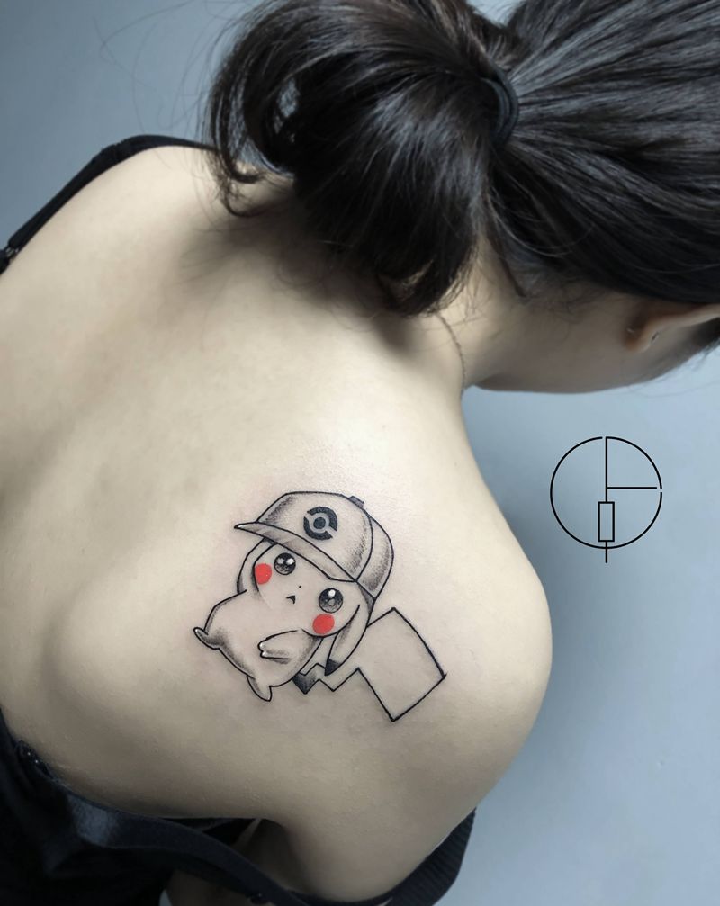 皮卡丘纹身图片_手臂几何纹身图案