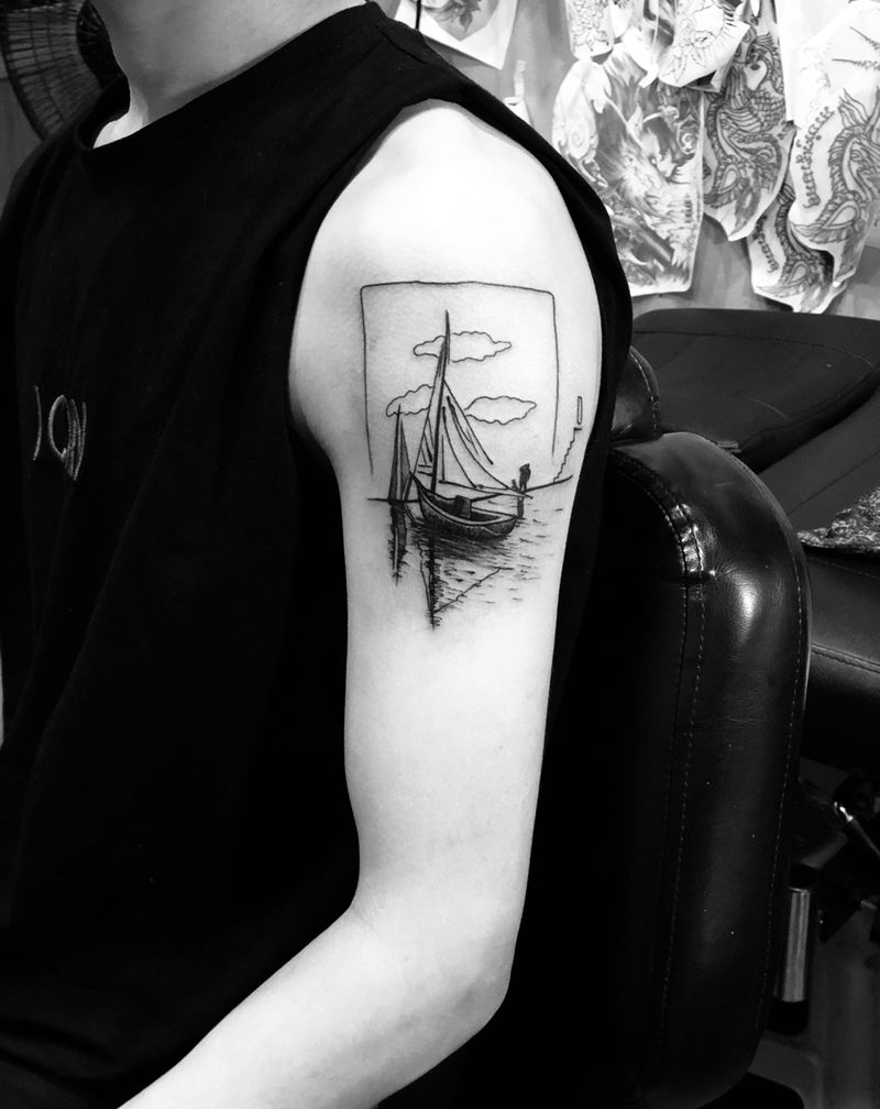 远航的梦纹身图片_肩部图腾纹身图案