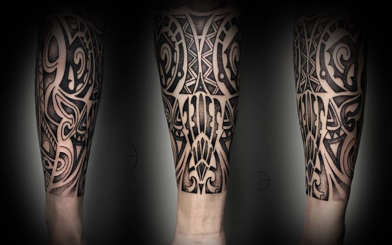 点刺包小臂纹身图片_手臂点刺纹身图案