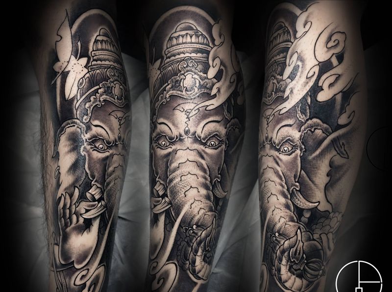 传统纹身图片_腿部新传统纹身图案