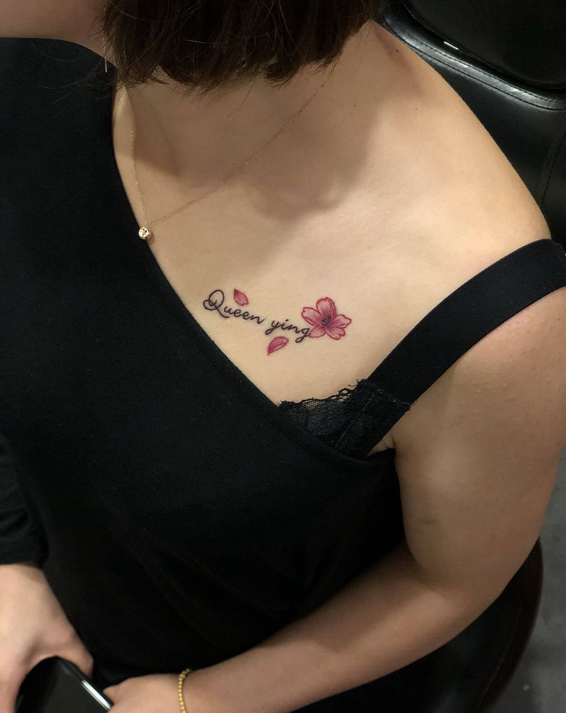 小清新纹身纹身图片_胸部水彩纹身图案