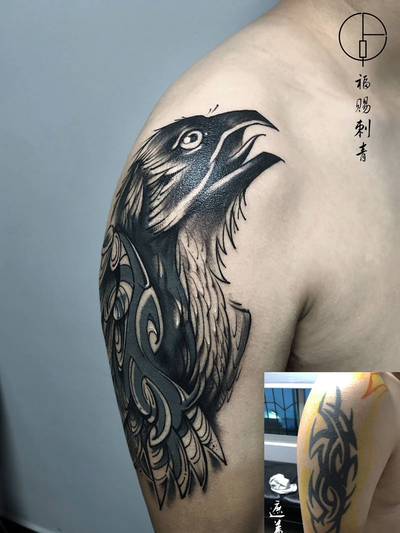 遮盖纹身图片_手臂手部点刺图腾纹身图案