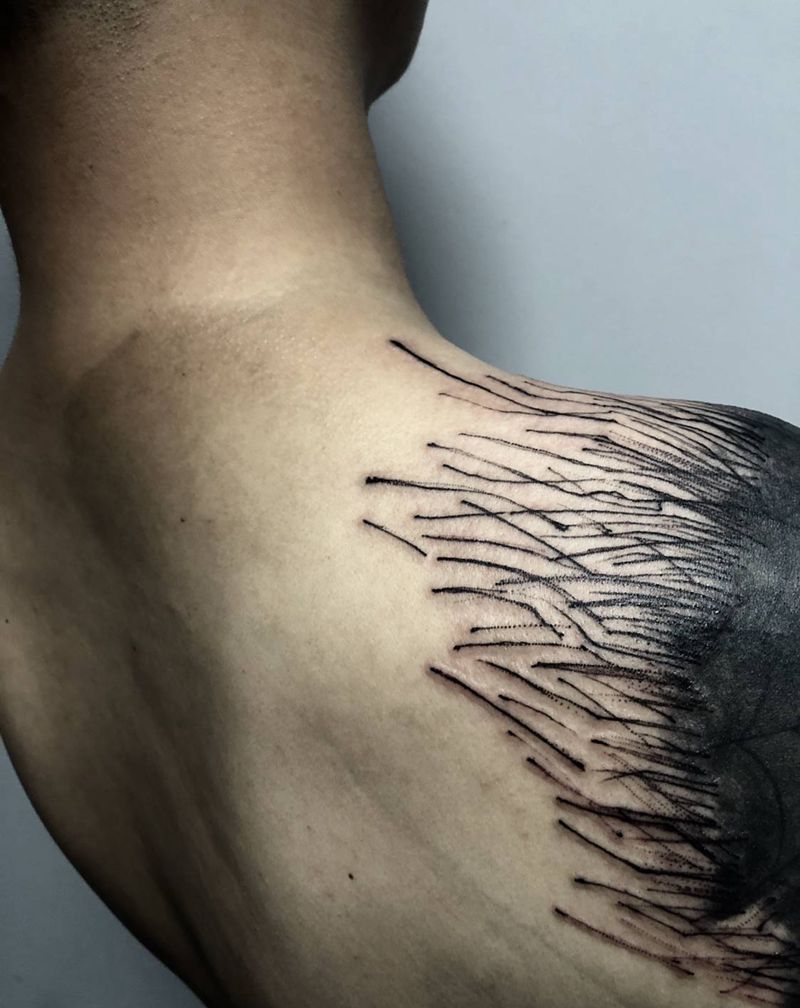 黑臂纹身图片_手臂手部点刺纹身图案