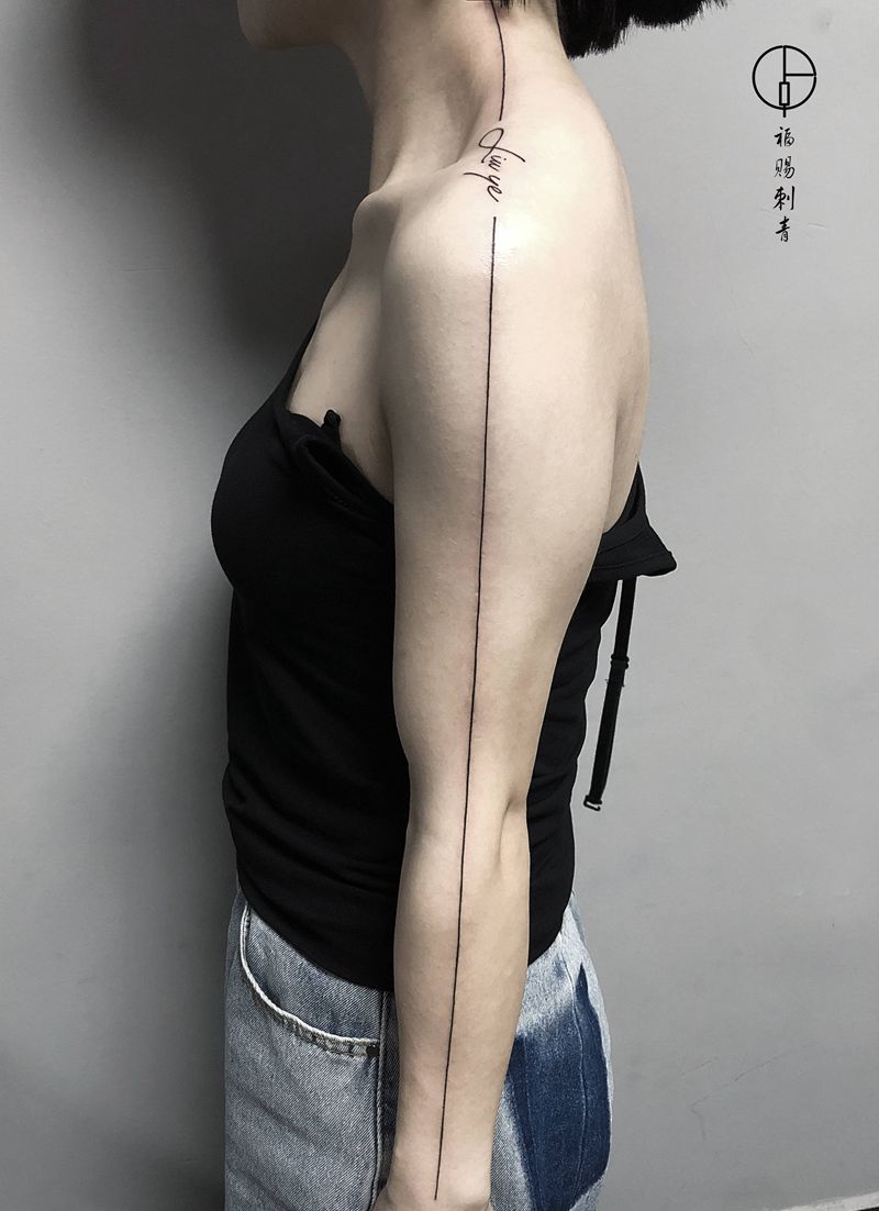 直线纹身图片_手臂手部几何纹身图案