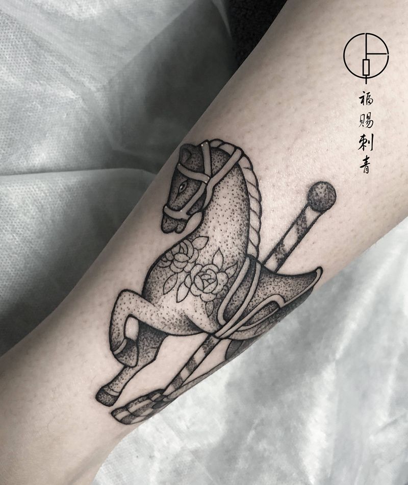 点刺纹身图片_腿部脚部点刺几何纹身图案