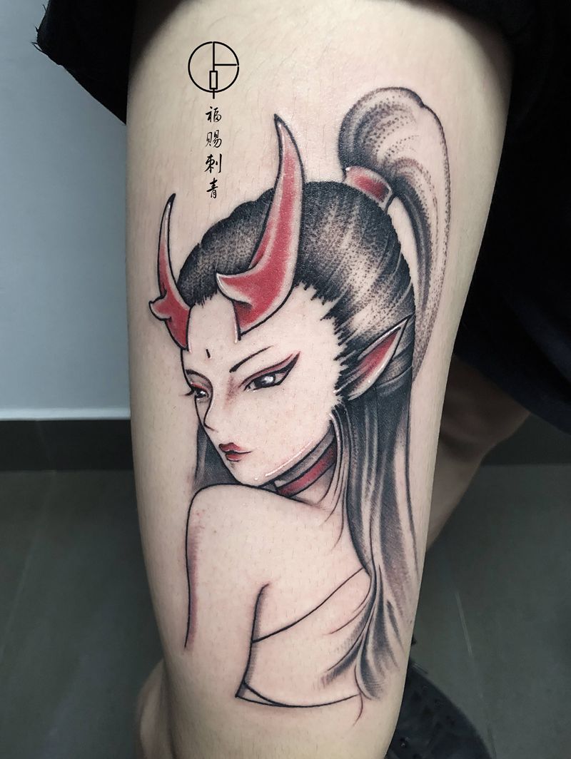 艺妓纹身图片_腿部脚部老传统新传统纹身图案