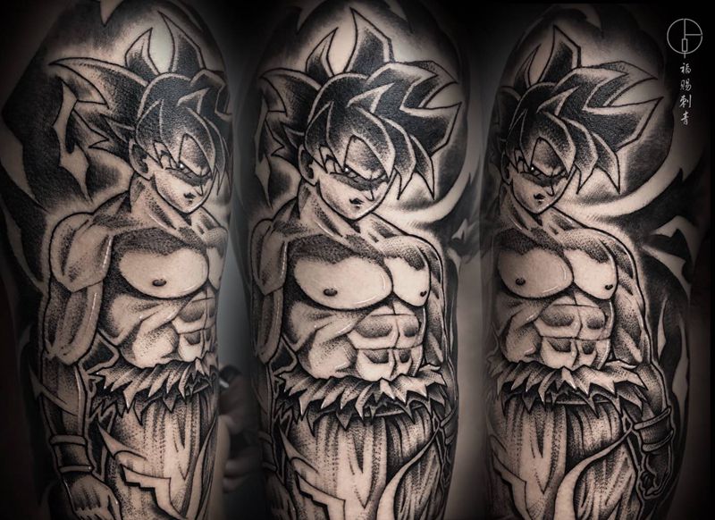 七龙珠卡卡罗特纹身图片_手部手臂点刺纹身图案