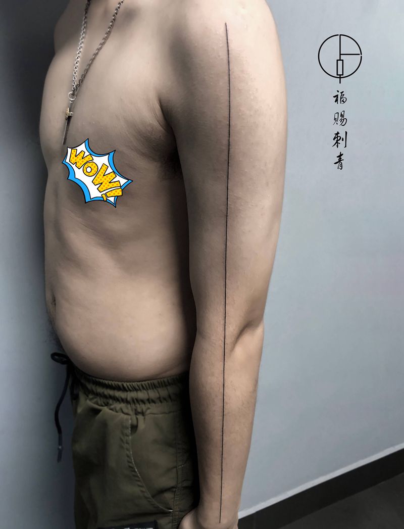 直线纹身图片_手部手臂点刺几何纹身图案