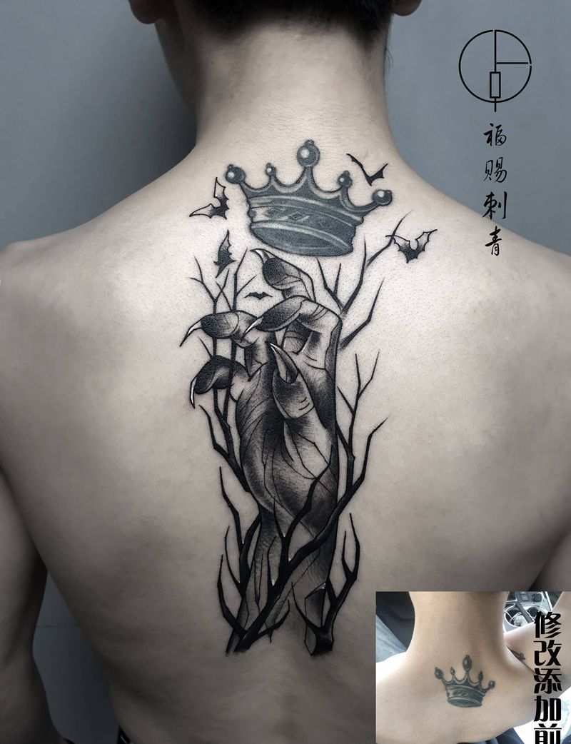 恶魔之爪纹身图片_背部肩部New SchoolOld School纹身图案