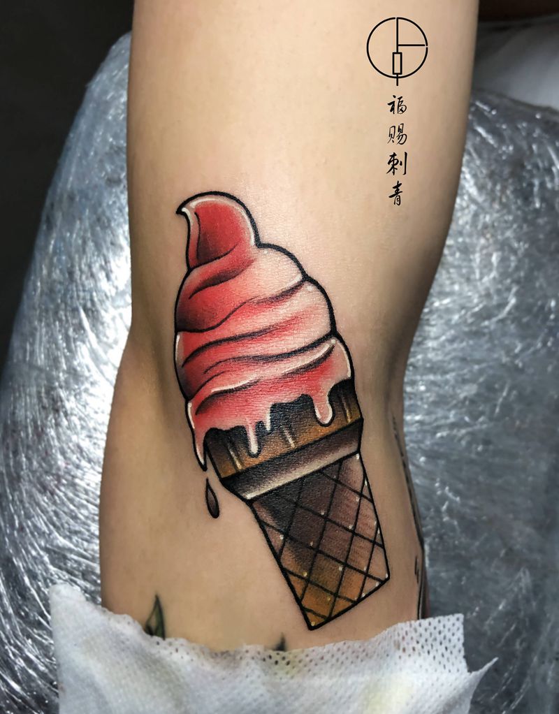 冰激凌纹身图片_手臂手部Old SchoolNew School纹身图案