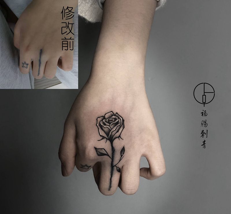 改图纹身图片_手部手臂点刺几何纹身图案
