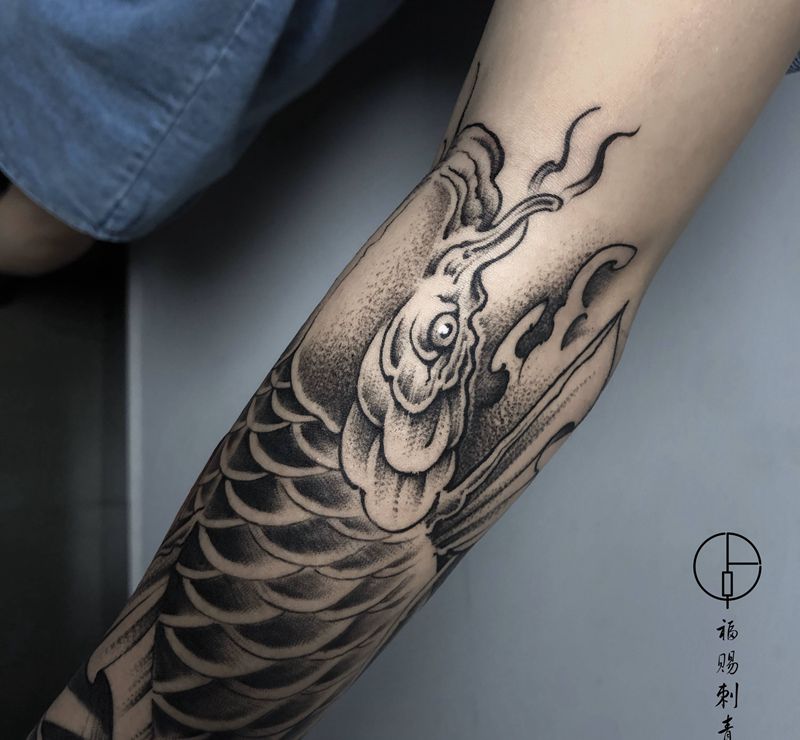 鱼纹身图片_手臂手部老传统新传统纹身图案