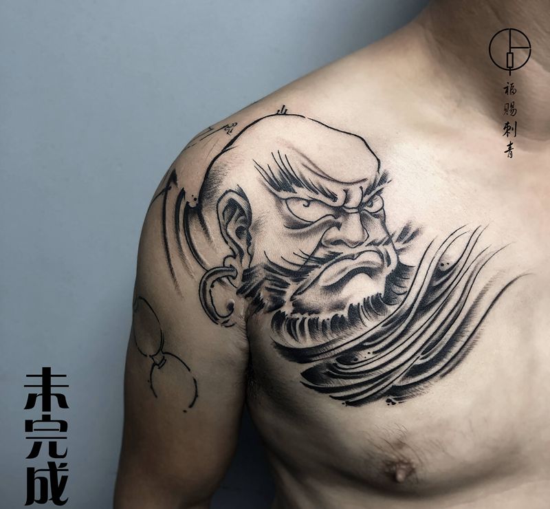 鲁智深未完成纹身图片_手臂手部新传统老传统纹身图案