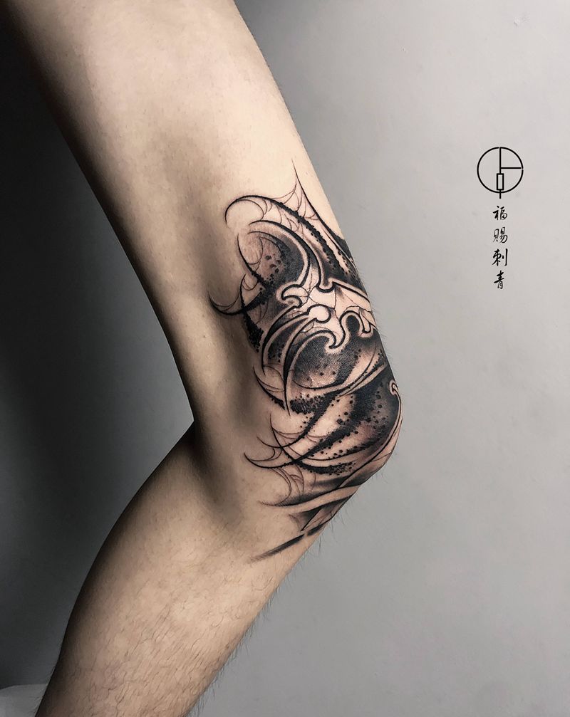 花体纹身图片_脚部腿部花体字点刺纹身图案