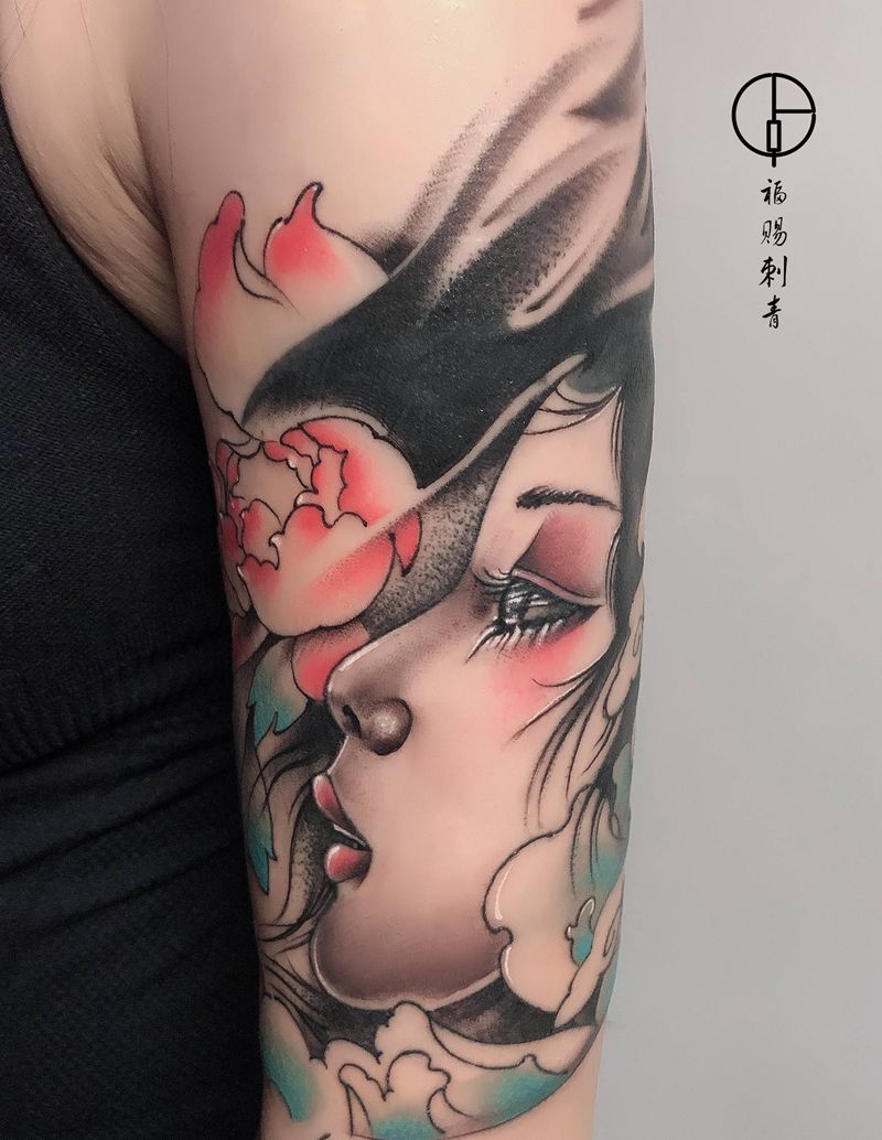 艺妓纹身图片_手部手臂新传统老传统纹身图案