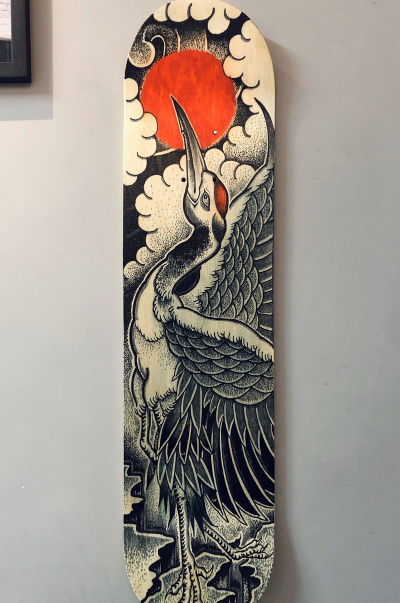 仙鹤纹身图片_手臂手部老传统新传统纹身图案