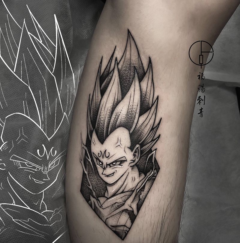 贝吉塔纹身图片_手臂腿部点刺几何纹身图案