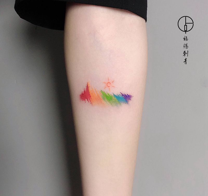 彩色纹身图片_手臂手部水彩纹身图案