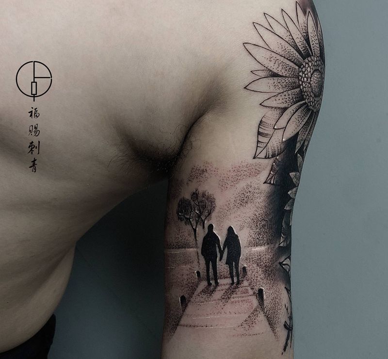 浪漫小场景纹身图片_手臂手部几何欧美写实纹身图案