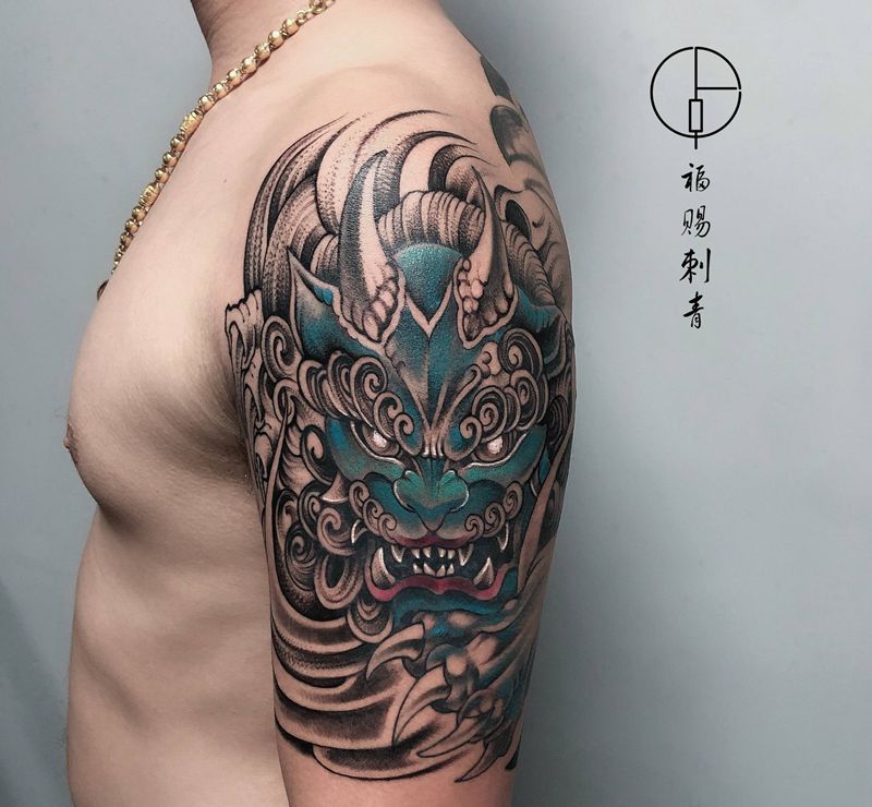 貔恘纹身图片_手臂手部新传统老传统纹身图案