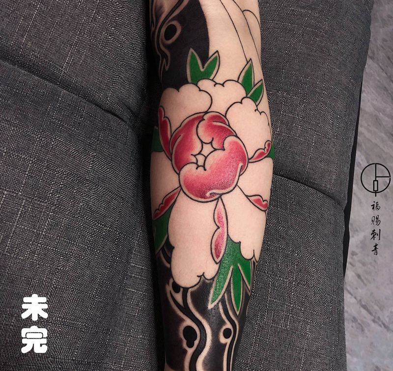 老传统纹身图片_腿部脚部老传统新传统纹身图案