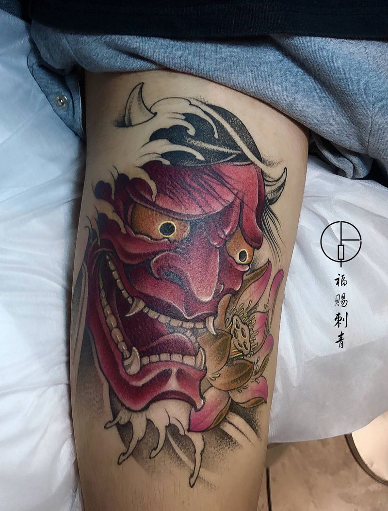 般若纹身图片_腿部手臂老传统新传统纹身图案