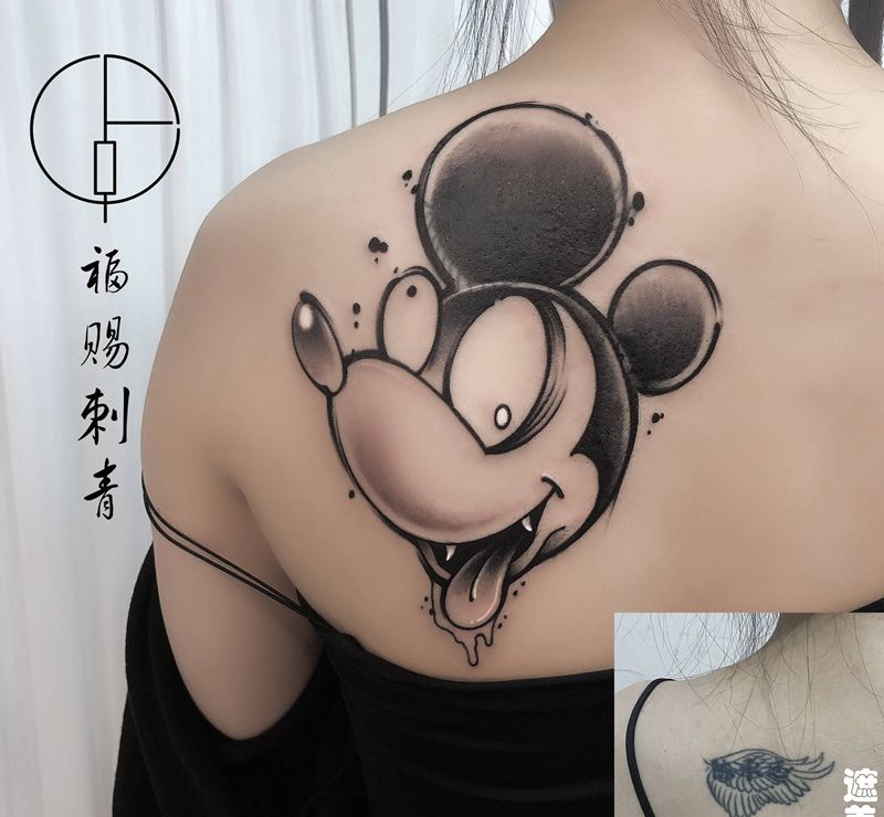 遮盖纹身图片_背部肩部New SchoolOld School纹身图案