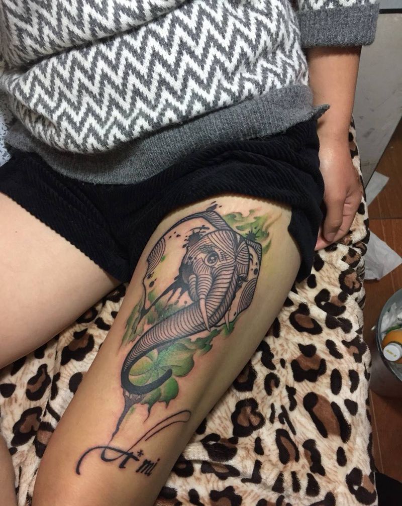 像纹身图片_成品腿部欧美动物纹身图案