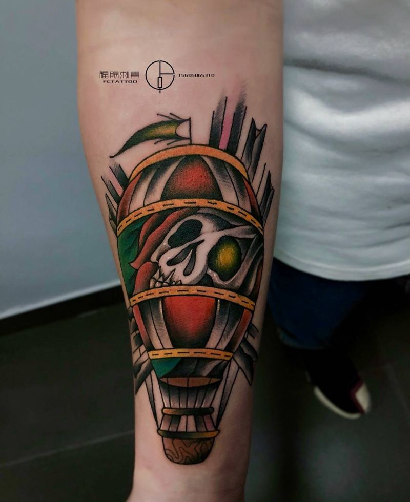 oldschool热气球纹身图片