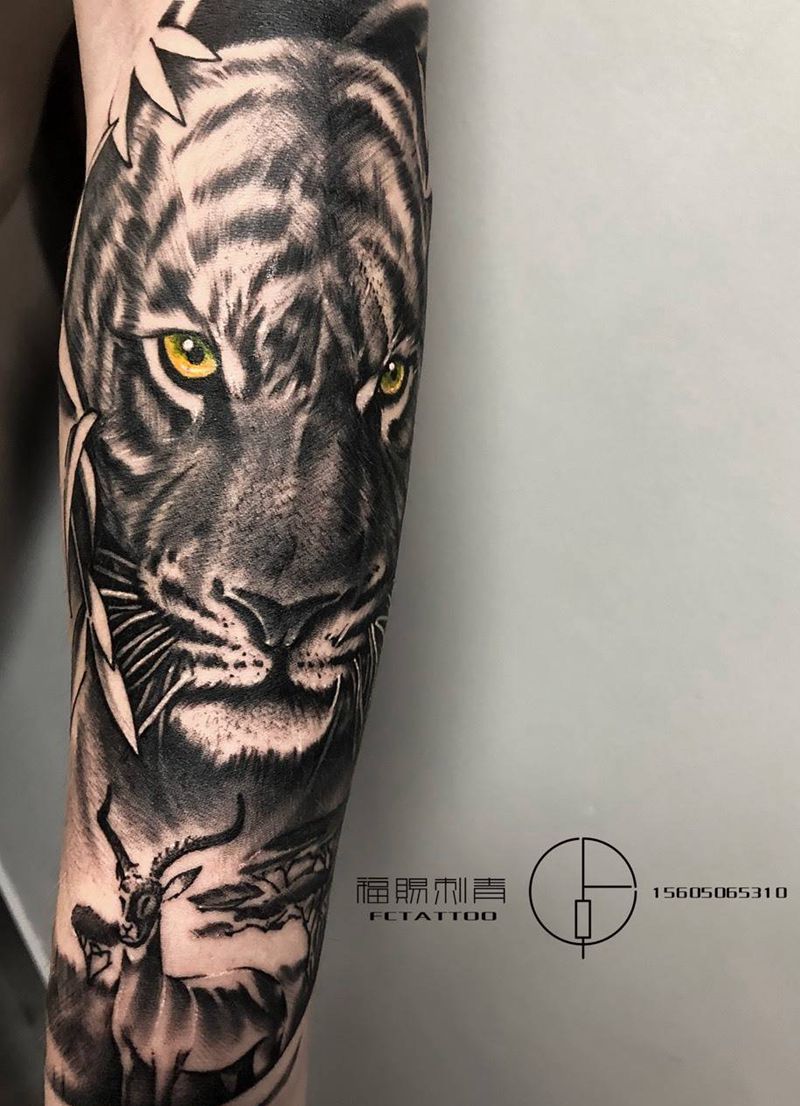 写实老虎纹身图片