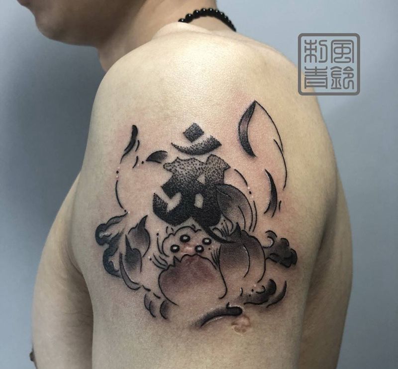 普贤菩萨守护神纹身图片_手臂手部点刺纹身图案