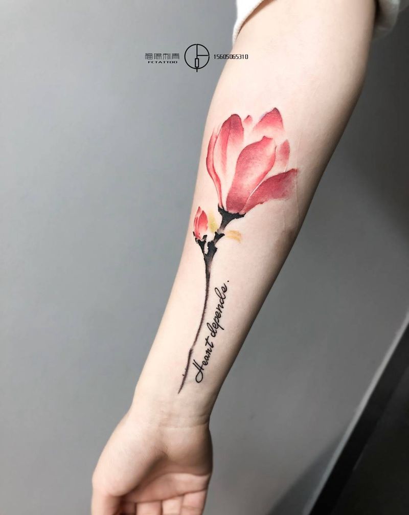 水彩花卉纹身图片