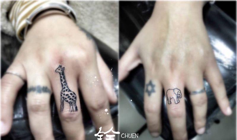 手指小清新纹身图片