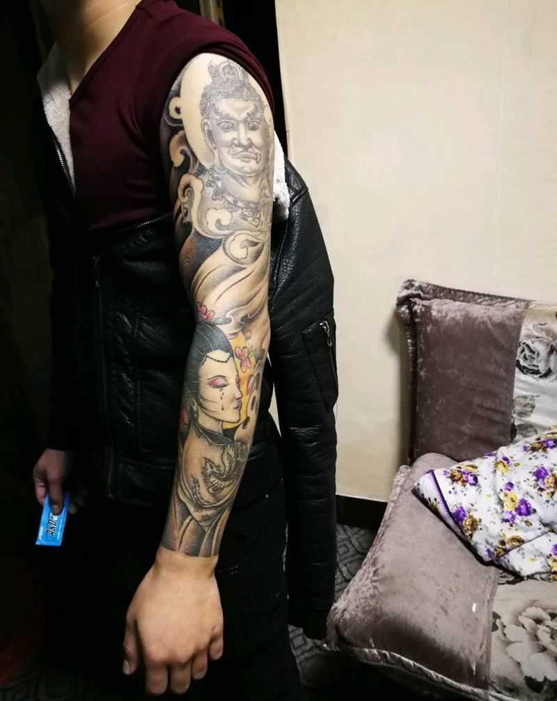 本店花臂设计作品纹身图片