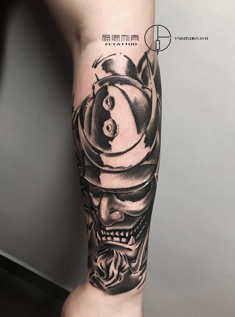 鬼武士纹身图片