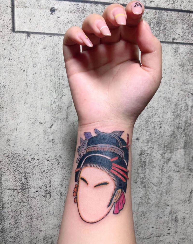 艺妓遮盖纹身图片