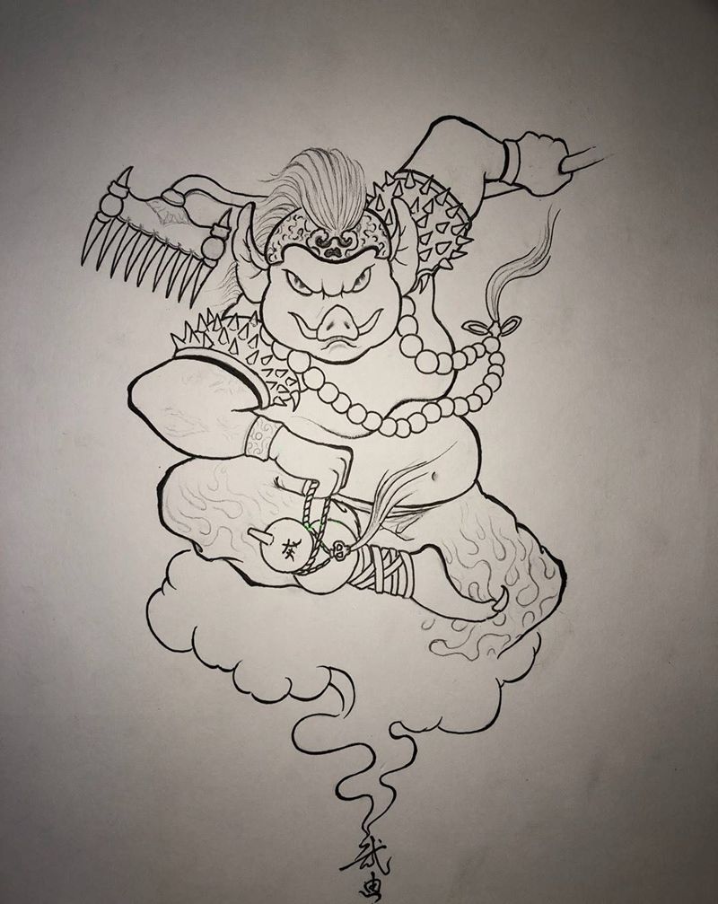 猪刚鬣纹身图片_手臂背部新传统纹身图案