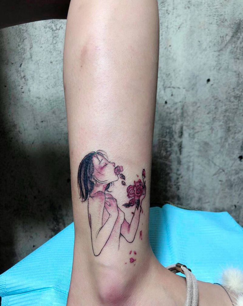 带刺的玫瑰纹身图片