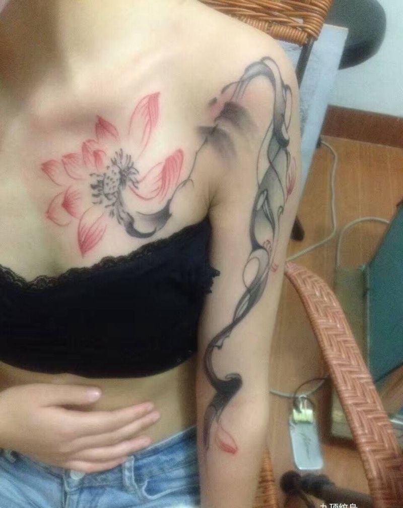 默纹身图片_成品手臂胸部国画贴纸情侣纹身图案