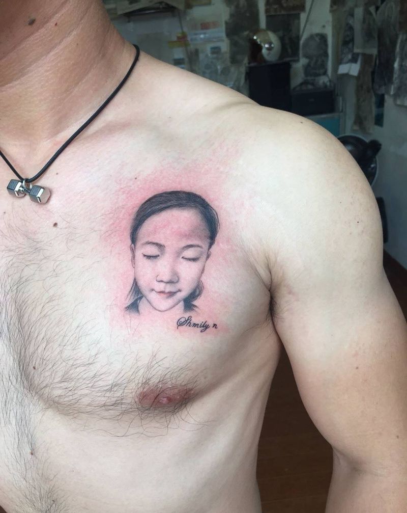肖像纹身图片_成品胸部肖像人物纹身图案