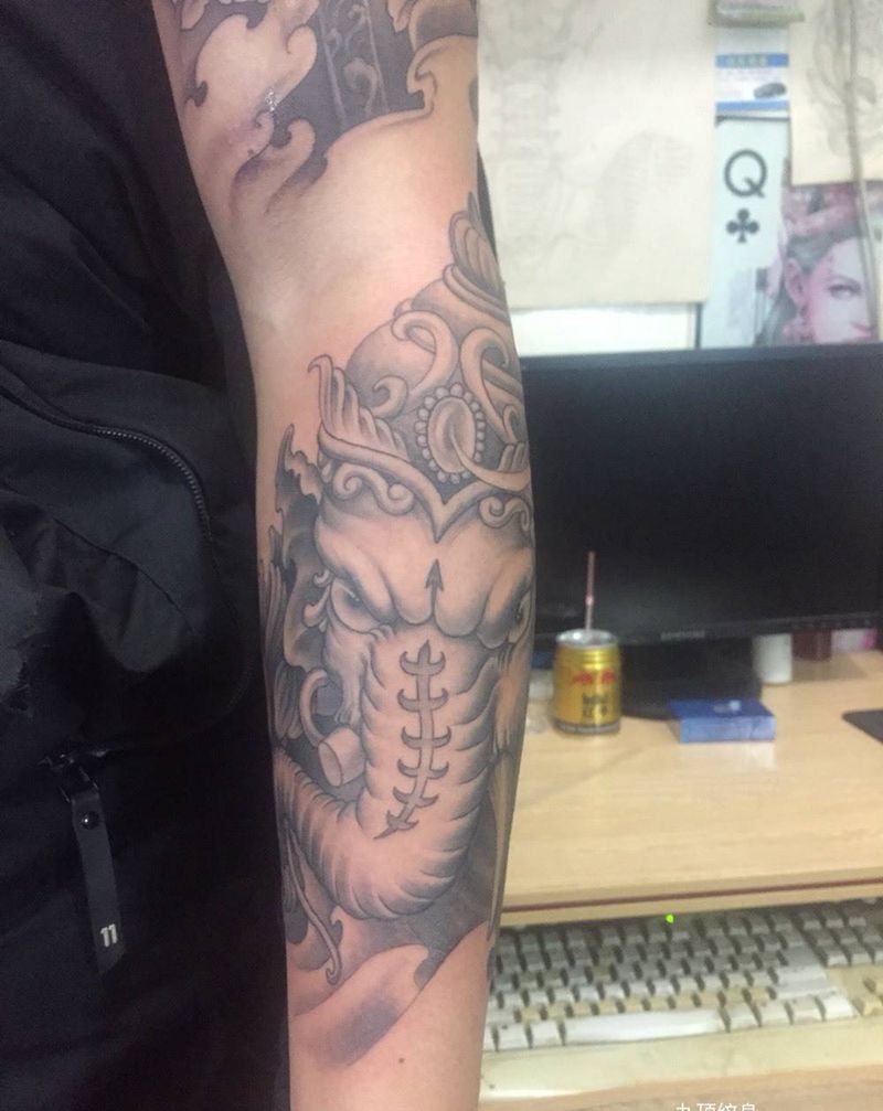像神纹身图片_成品手臂传统鬼神纹身图案