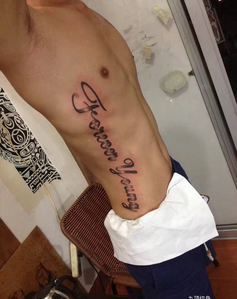 英文纹身图片_腰部欧美字符纹身图案