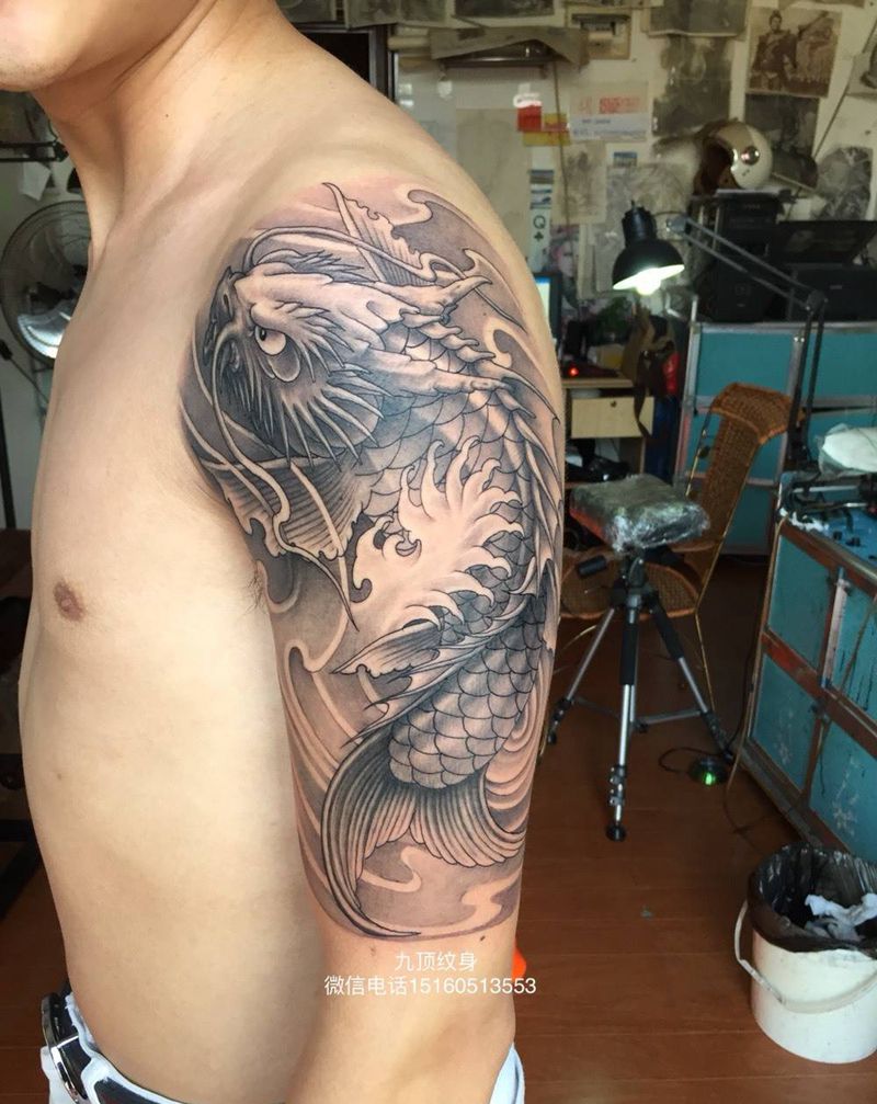 龙鱼纹身图片