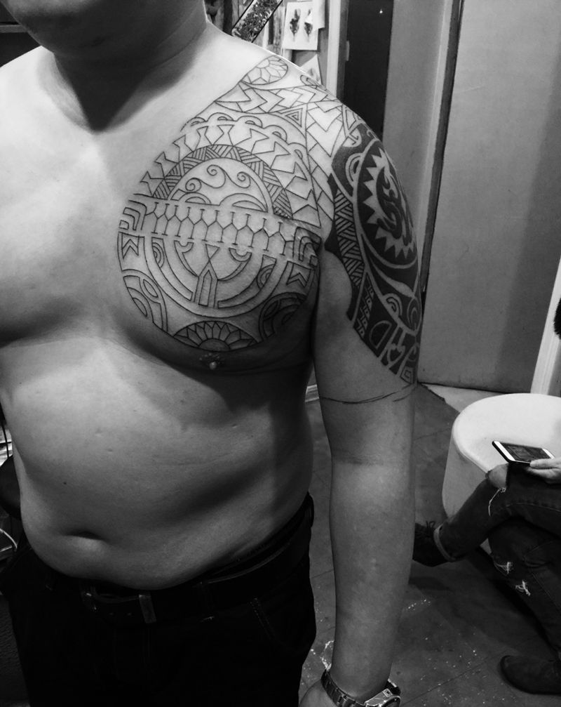 玛雅图腾 半胛纹身图片