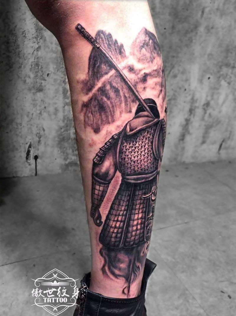 至尊宝纹身图片_腿部新传统至尊宝纹身图案