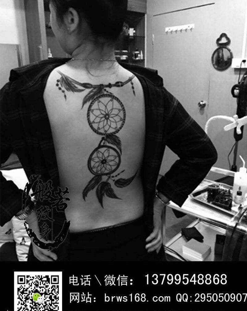 捕梦网纹身纹身图片_背部纹身图案