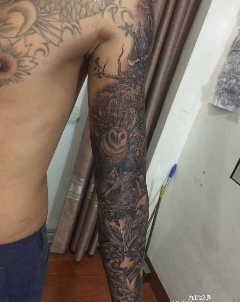 森林女神纹身图片_成品手臂欧美人物动物鬼神宗教纹身图案