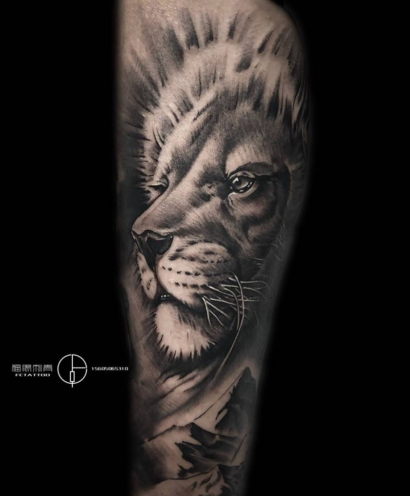 写实狮子纹身图片